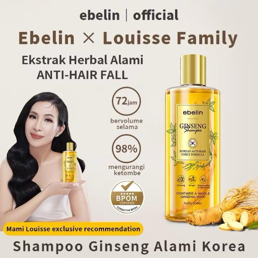 Shampo Ginseng Penumbuh Rambut EBELIN SHAMPO GINSENG Anti Hair Fall Mengatasi Rambut Rontok Dan Pert