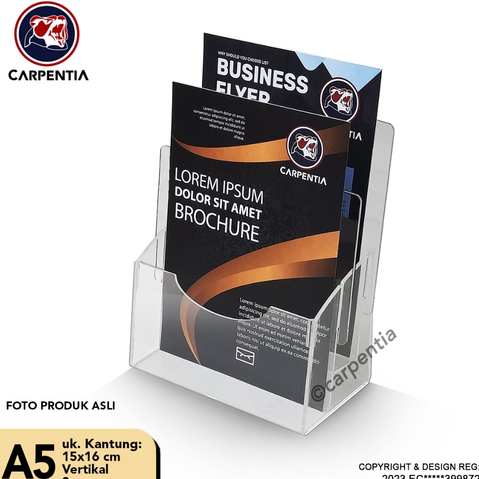 

KODE I93H Carpentia Tempat Brosur Akrilik 2 Tingkat uk A5 Display Flyer Tipe E 2 Susun