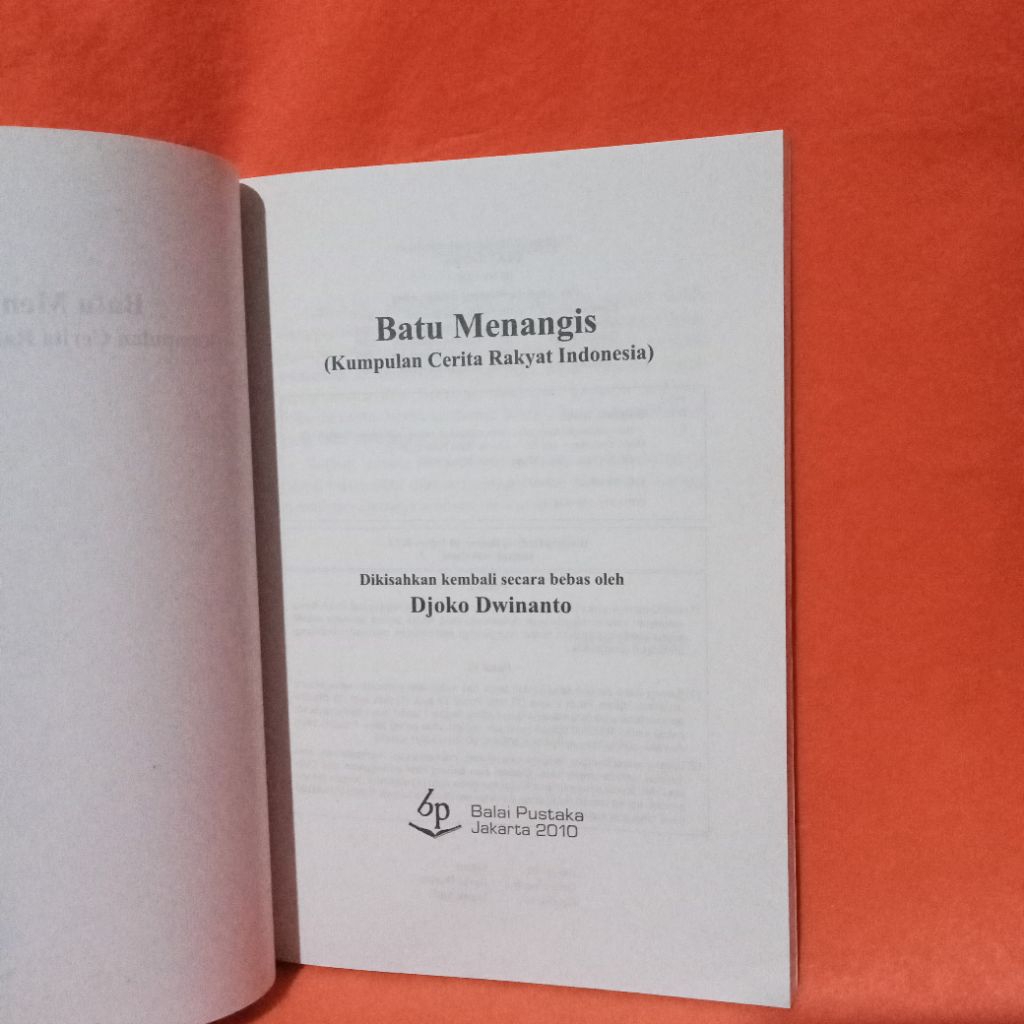 Buku Batu Menangis kumpulan cerita rakyat Indonesia