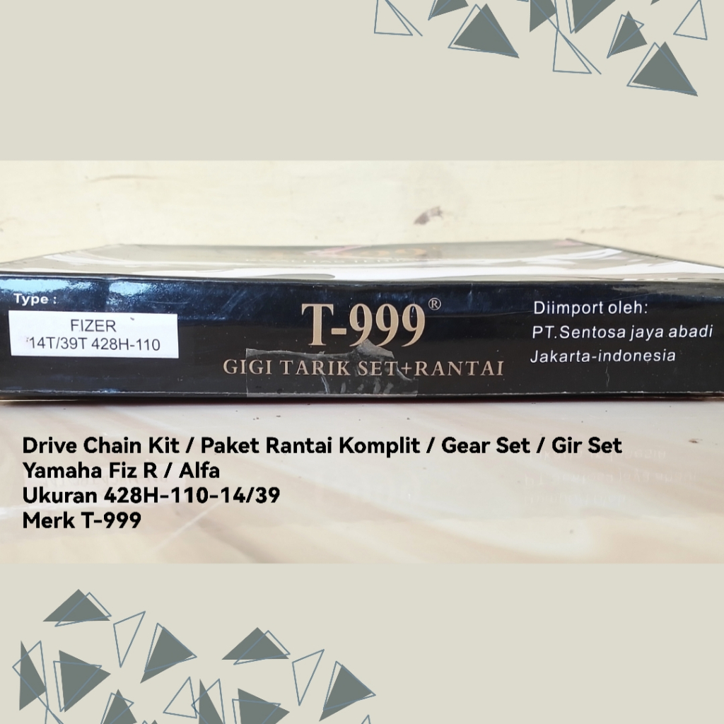 Drive Chain Kit Paket Rantai Komplit Gear Set Gir Set Yamaha Fiz R Alfa 428H-110-14/39 T-999 T999