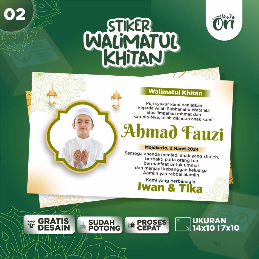 

Cetak Stiker label Tasyakuran Khitan Murah 02 | walimatul khitan | souvenir syukuran potong kotak✔️