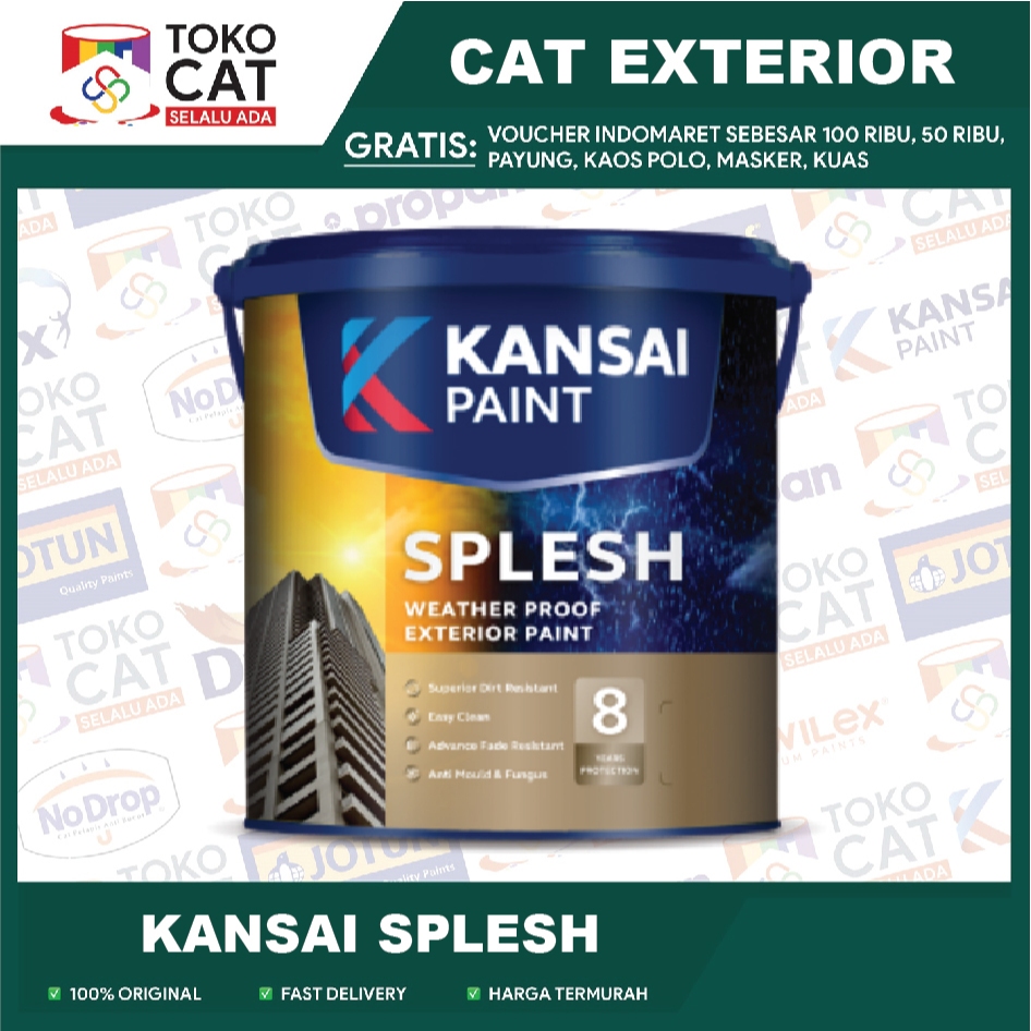CAT TEMBOK EKSTERIOR KANSAI PAINT SPLESH 8 TAHUN (BISA REQUEST WARNA) 20L PAIL