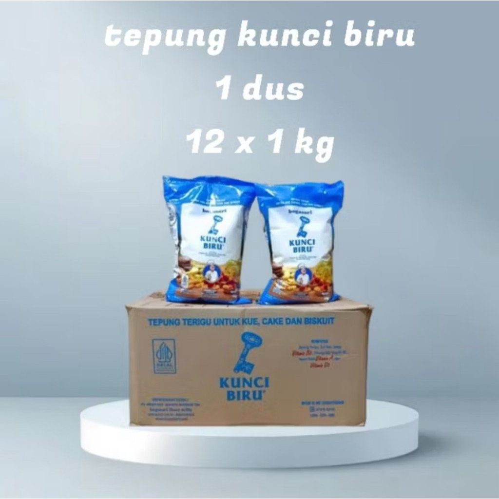 

TEPUNG TERIGU KUNCI BIRU 1 dus ( isi 12 pcs @ 1 KG)