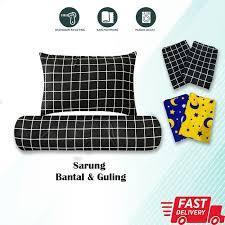 Sarung Bantal Dan Guling 1 Set Motif Kotak Kotak kecil halus tebal