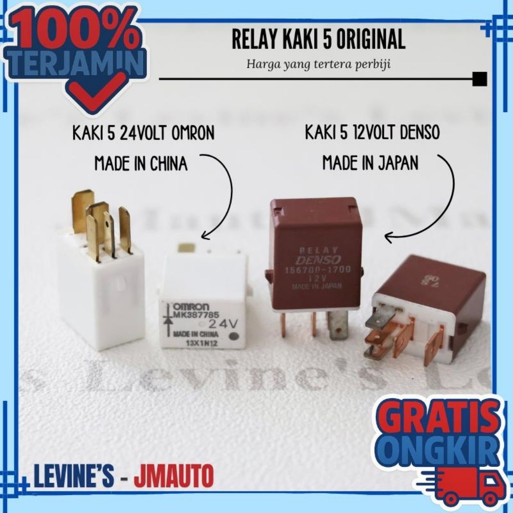 relay kaki 5 12volt 24volt original (harga perbiji) / relay 12volt kaki 5 merk Denso / relay 24volt 