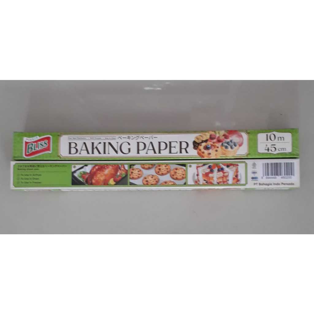 

Kertas Baking (Baking Paper) ukuran 30 cm x 10 meter merk Bliss foodgrade per roll