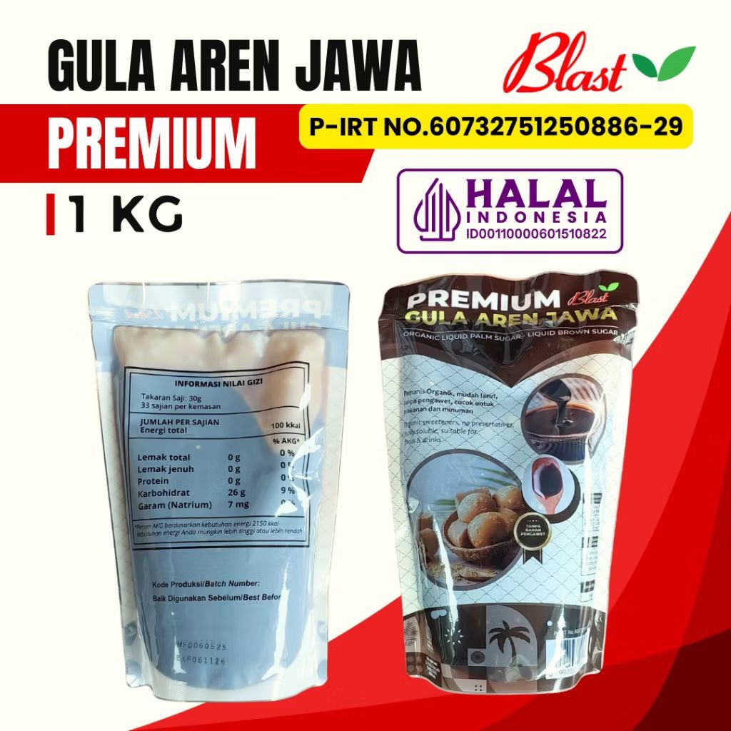 

Gula Aren Merah Jawa Premium Cair 1kg Pouch