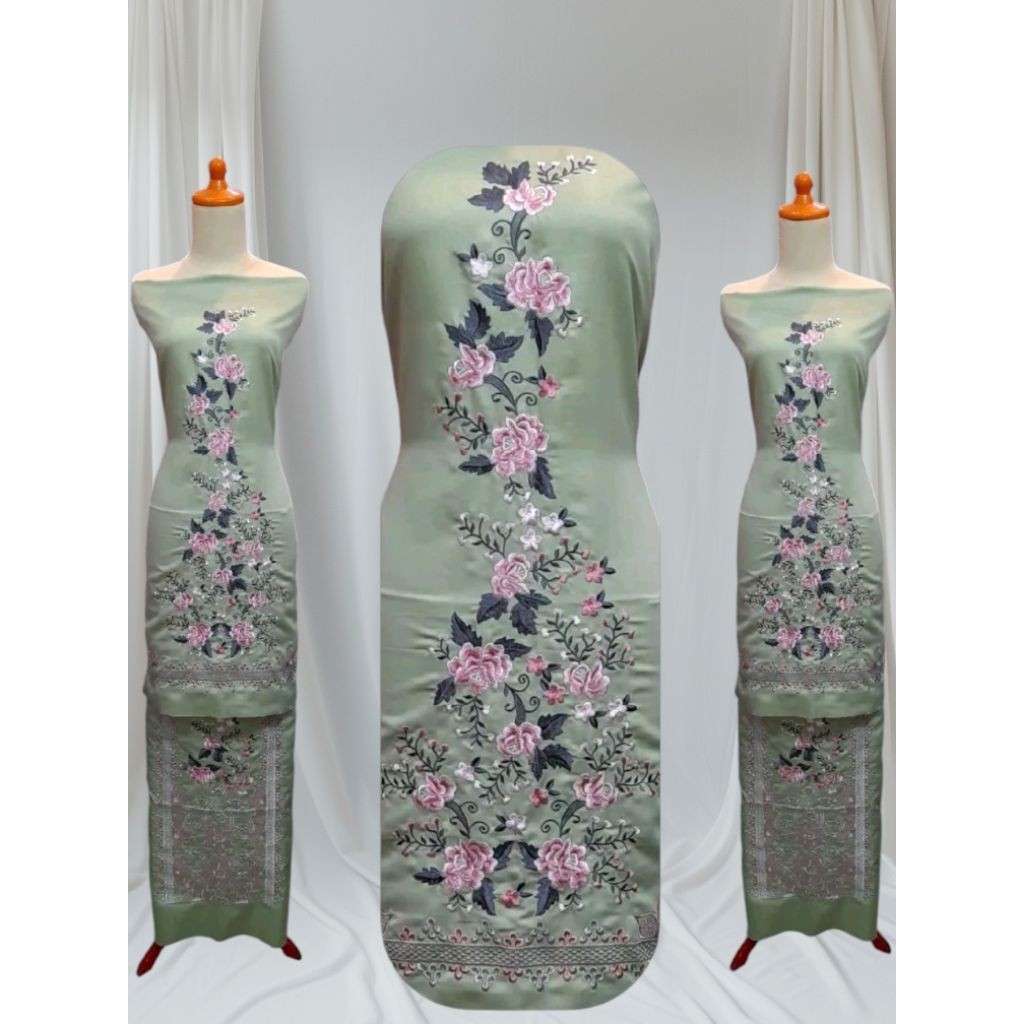 stelan bahan baju bordir songket melayu