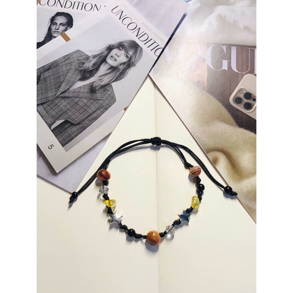 gelang tali batu coklat