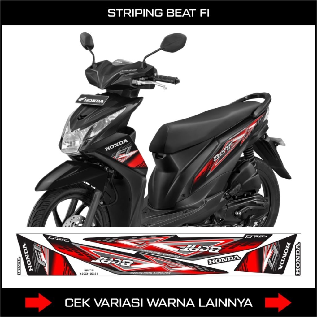 Striping Honda Beat Fi Tahun 2012 Sampai 2014 / Stiker Motor Beat PGM-FI / Decal Aksesoris Sticker B