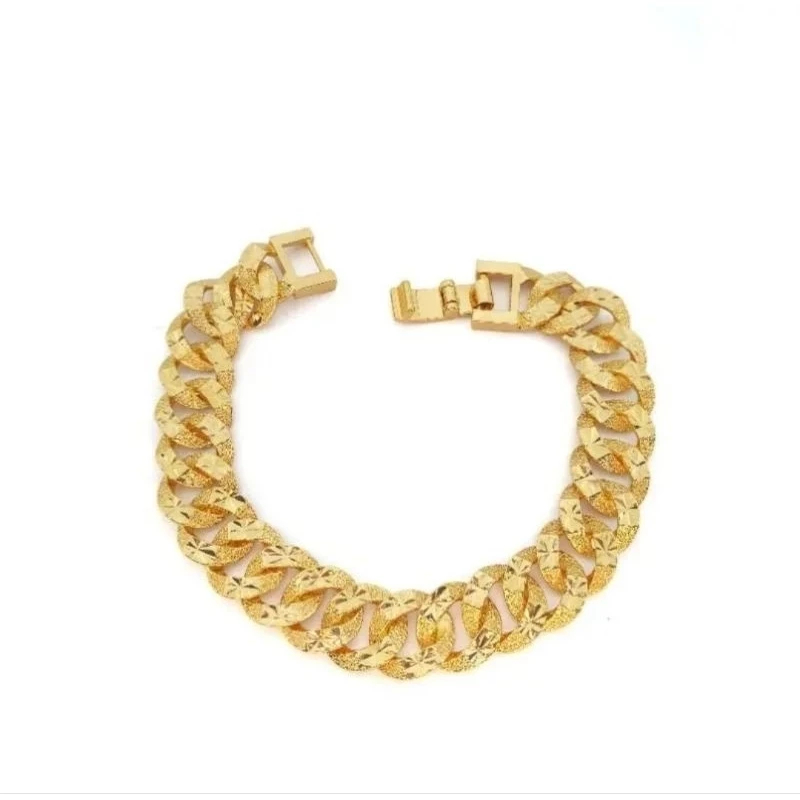 Gelang Tangan Rantai Besar Titanium Gold Fashion Sisik Naga Mewah