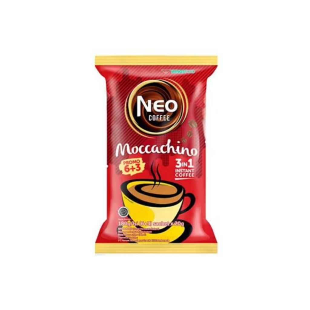 

Neo Coffee 3 in 1 Rasa Moccachino Kopi Instan Pack 20 gr isi 6 + 3 pcs
