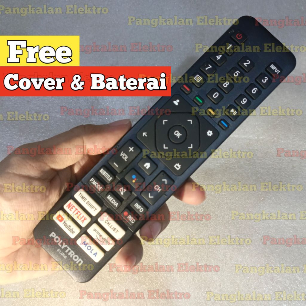 REMOTE TV POLYTRON GOGLE TV 81J208 ASLI ORIGINAL PLD SERIES FREE COVER FREE BATU BATERAI AAA REMOT T