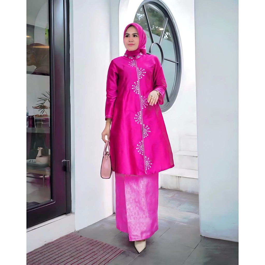 SETELAN KEBAYA KURUNG MELAYU TAFETA PAYET / KEBAYA KURUNG TAFETA PAYET / BAJU KURUNG TAFETA / BAJU K