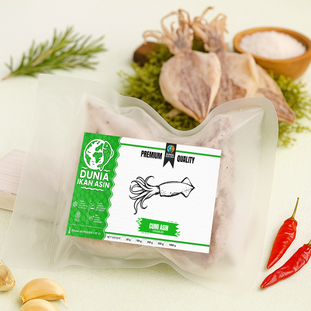 

Cumi Asin Ikan Sotong Segar Premium 500 gr, 1000 gr, 1Kg Kemasan Frozen Vacuum | DUNIA IKAN ASIN