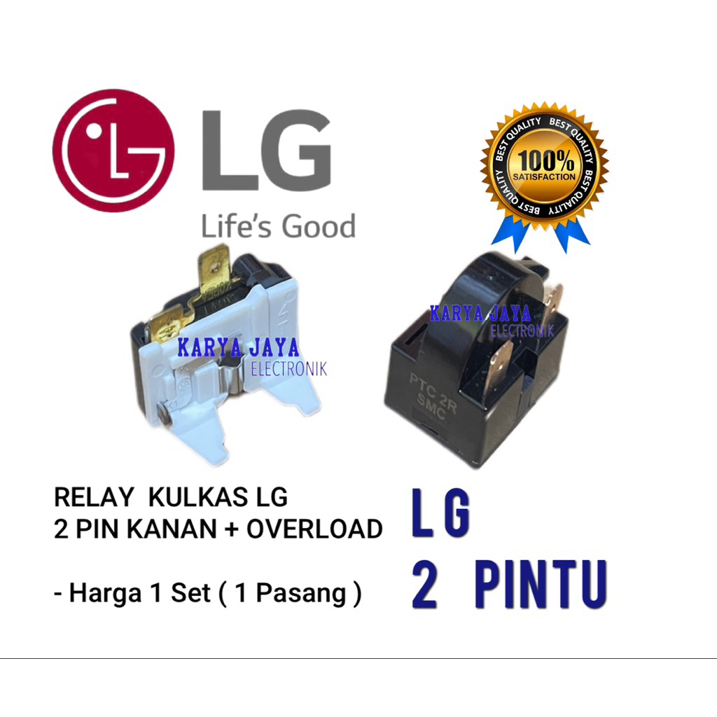 1 Set Relay Ptc 2 Pin Kanan + Overload Kulkas LG 2 Pintu / Relay Kulkas LG 2 Pintu