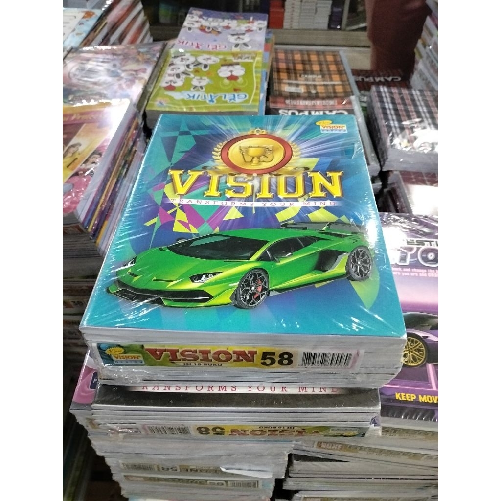 

Buku tulis vision 58 lembar 1 pack isi 10 buku tulis tebal motif racing car