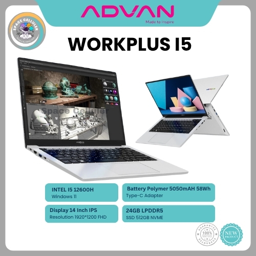 ADVAN Laptop Workplus Intel i5 12600H, Workplus AMD Ryzen 5 6600H & Workplus Heritage Ryzen 5 7535HS