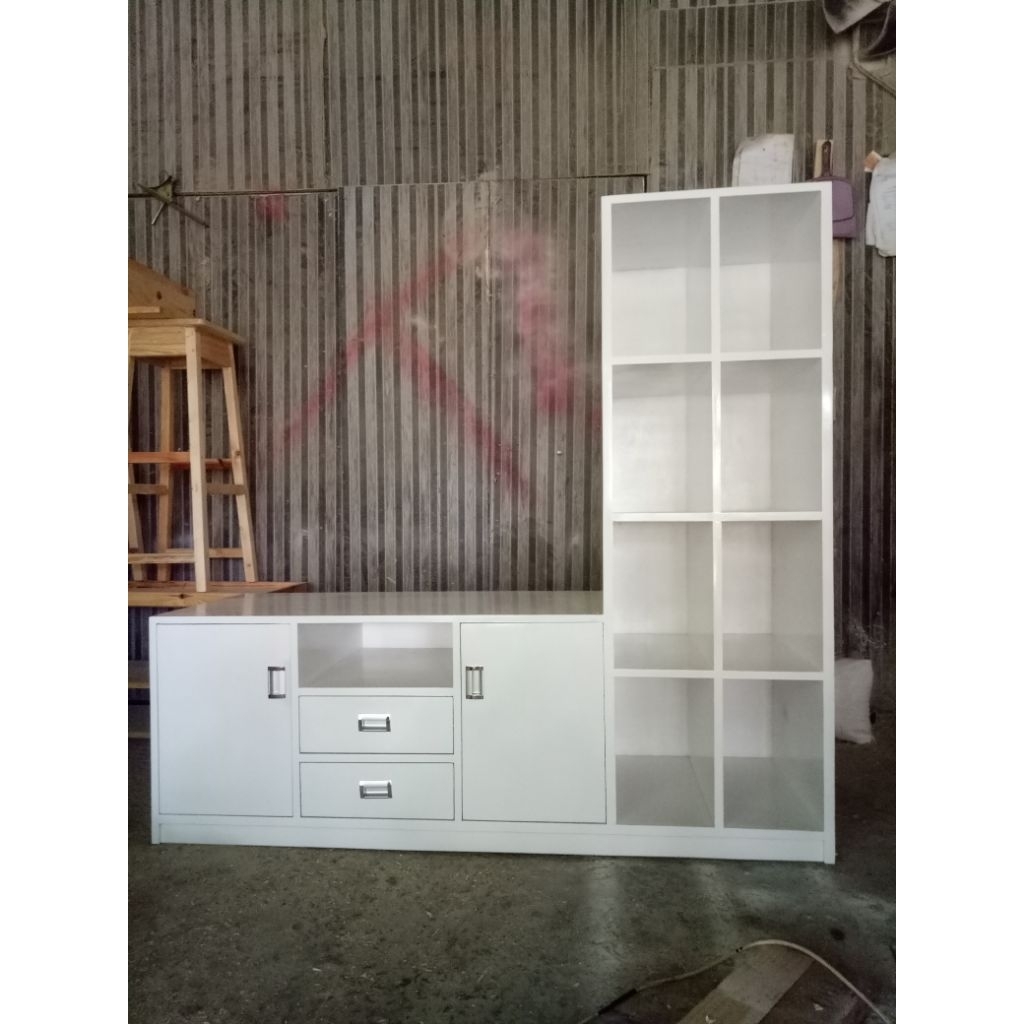 rak tv kayu jati belanda 40x160x160/rak tv minimalis kayu jati belanda