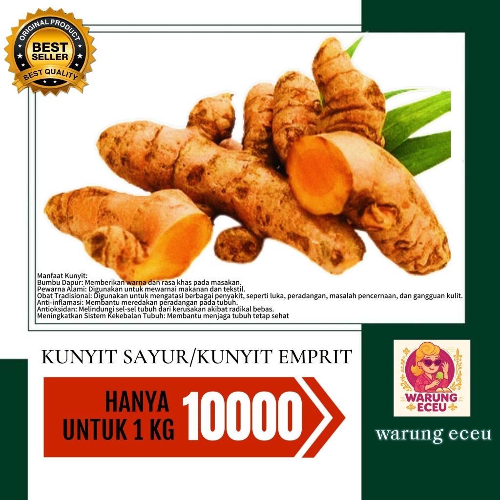 

Kunyit Sayur / Kunyit Mprit / Koneng Kunir Segar 1KG