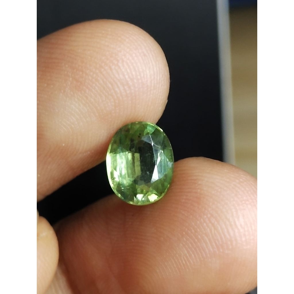 Natural Green Sapphire Australia Memo 8 x 7 x 4 mm 2 Ct Kyanite Srilanka NTD Oval Cutting YGL 1219
