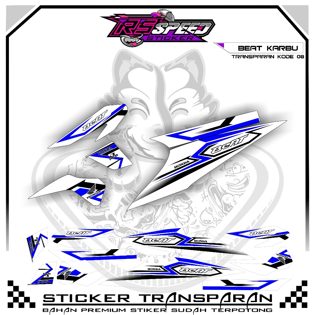 STRIPPING BEAT KARBU 2010 VARIASI STIKER BEAT KARBU 2010 UV TRANSPARAN KODE 08 BAHAN PREMUM