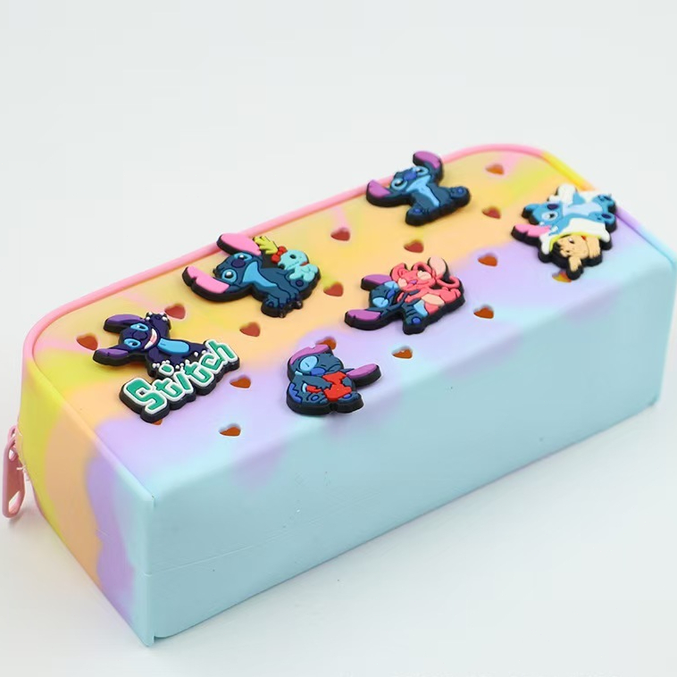 

DIY Silicone Cartoon Stitch Creative Pen Bag Stationery Bag Large Capacity Multi functional Storage