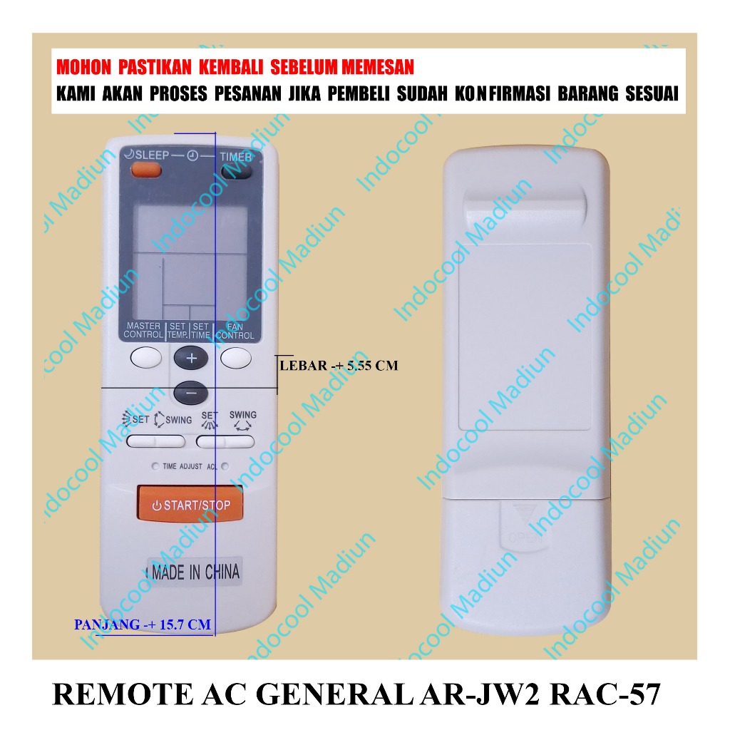 RAC57 REMOTE / REMOT AC / REMOTE AC GENERAL AR-JW2 RAC-57