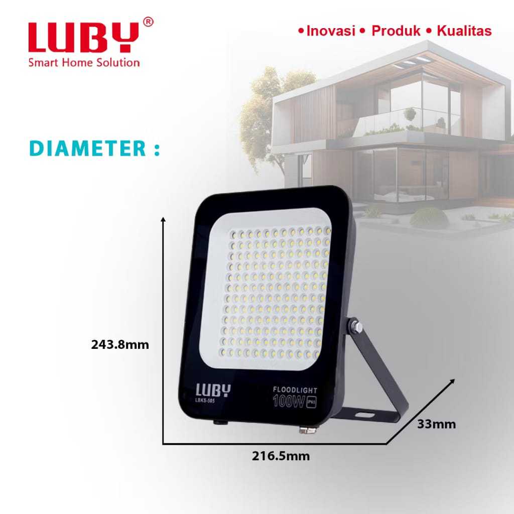 LUBY Lampu Sorot LED FloodLight LUBY LBKS-505 100 Watt/Lampu Tembak Luby LBKS-505 100W-Cahaya Putih