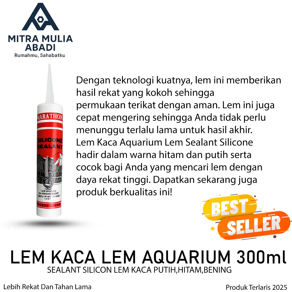 ID LEM BOTOL KACA LEM KACA AQUARIUM SEALENT HITAM CLEAR PUTIH