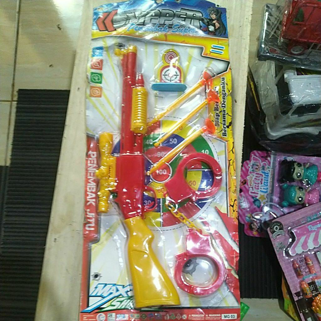 Mainan senapan sniper  peluru nempel