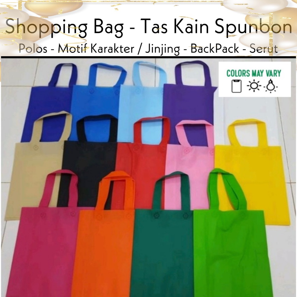 

SHOPPING BAG - TAS SUVENIR KAIN NATAL SPUNBON CHRISTMAS POLOS MOTIF KARAKTER