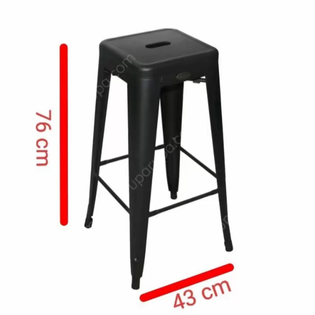 Kursi Besi INFORMA Cafe Bar Makan Minimalis Cafe Persegi Tinggi Metal Hitam