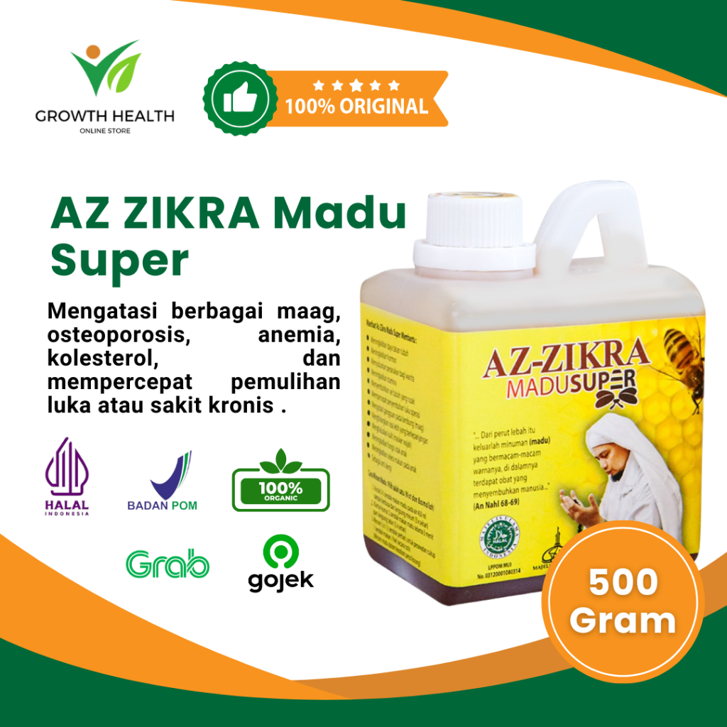 

AZ ZIKRA Azzikra Madu Super Manis Plus Do'a Az-zikra 500gr Suplemen Kesehatan