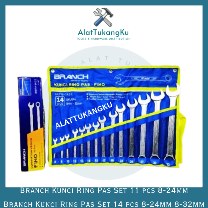 Branch Kunci Ring Pas Set 11 pcs dan 14 pcs / Kunci Kunci Bengkel Set