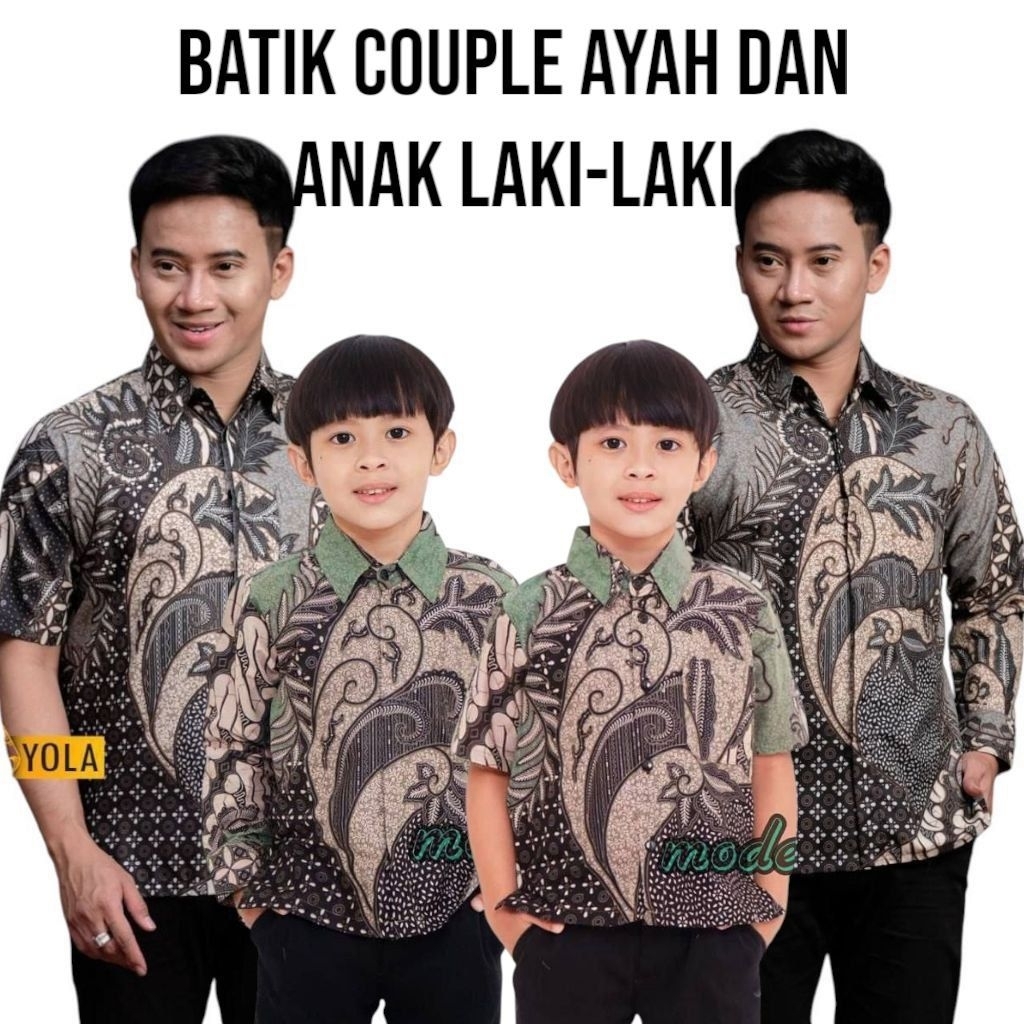 Couple Batik ayah dan Batik anak cowok BATIK Hijau sage Size M L XL XXL 3XL 4XL 5XL 6XL Batik Terbar