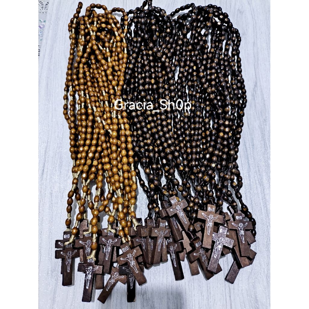 Rosario Manik Kayu Oval  Tali