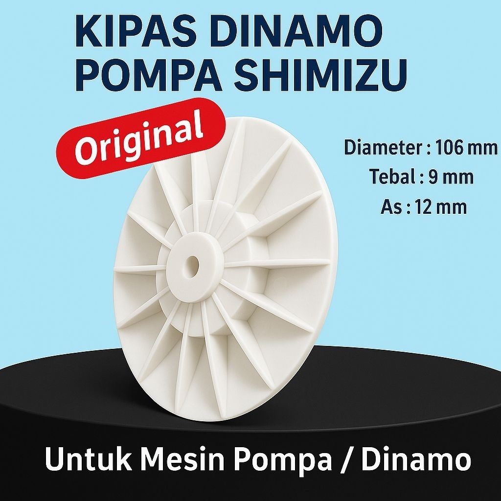 Kipas Dinamo Pompa Air Shimizu Original – Diameter 106mm | Tebal 9mm | As 12mm