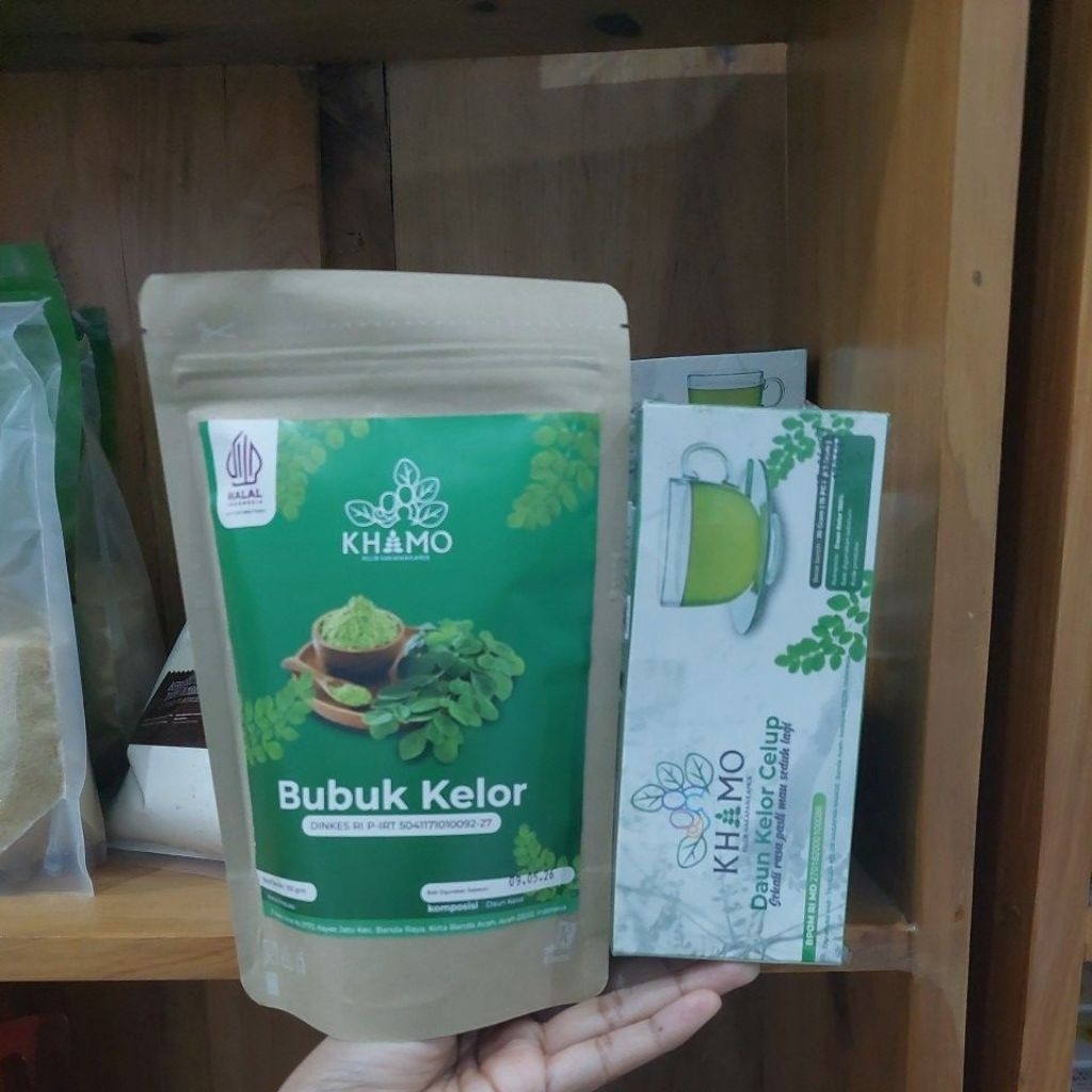 

Produk Khamo Aceh Bubuk Daun Kelor 100gr dan Teh Celup Kelor 15 Kantung