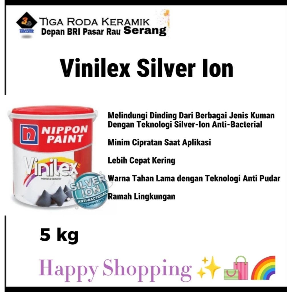 cat tembok Nippon paint vinilex silver ion 5 kg cat interior & eksterior (WAJIB BELI PACKING KAYU)