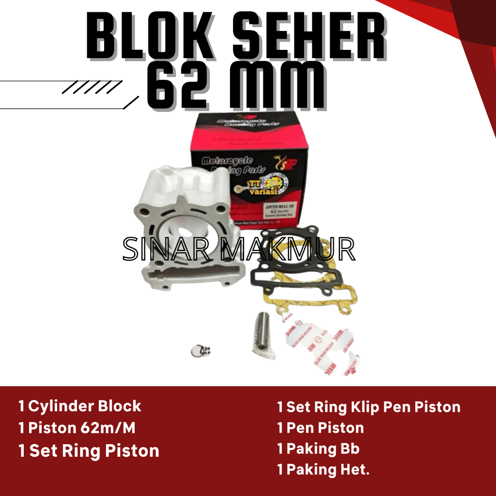 keramik cylinder kit/blok seher 62mm motor jupiter MX135/merek YSMP