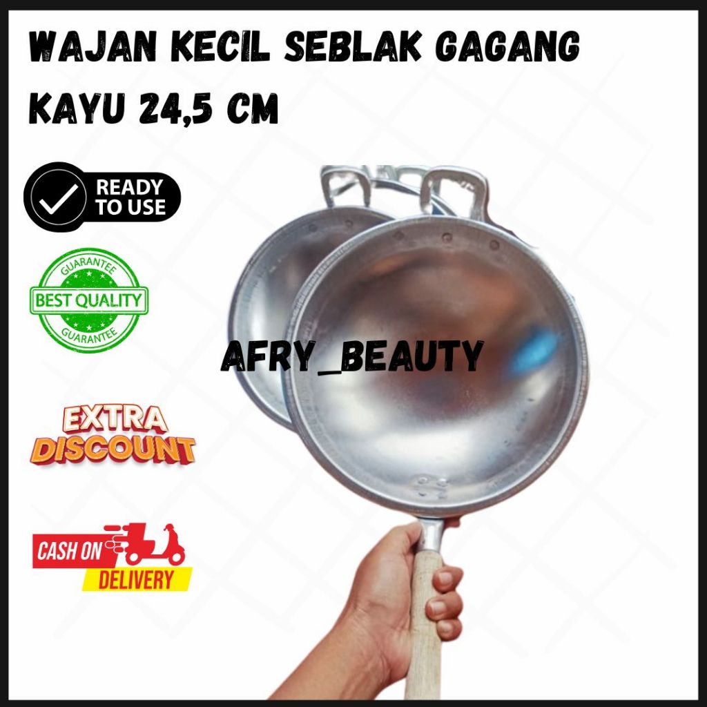 Wajan Kecil Seblak Gagang Kayu 24.5 CM Terjamin Anti Lengket