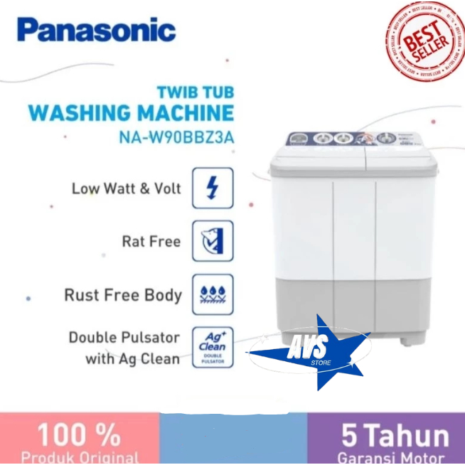 PANASONIC MESIN CUCI 2 TABUNG 9KG NAW 90BB