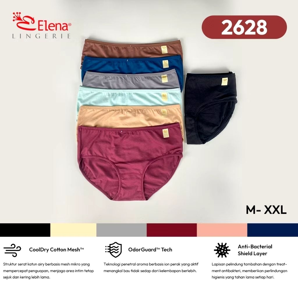 Elena Celana Dalam Wanita Katun Lembut E 2627 - CD Wanita Highwaist & Midwaist Dingin Super Lembut