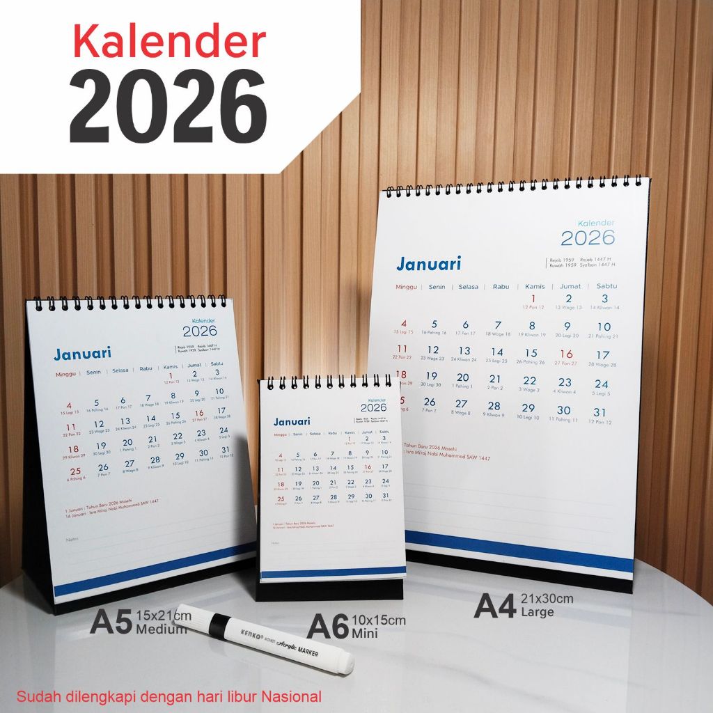 

Kalender Meja 2026 kantor-01, simpel elegan dilengkapi dengan penggalan Jawa dan Hijriyah