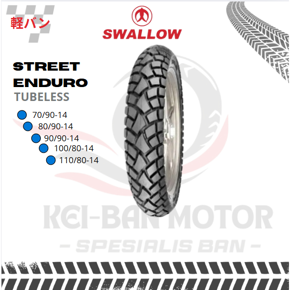 BAN MOTOR SWALLOW STREET ENDURO SB117 RING 14 100/80-14 110/80-14 TUBELESS BAN SEMI CROSS DUAL PURPO