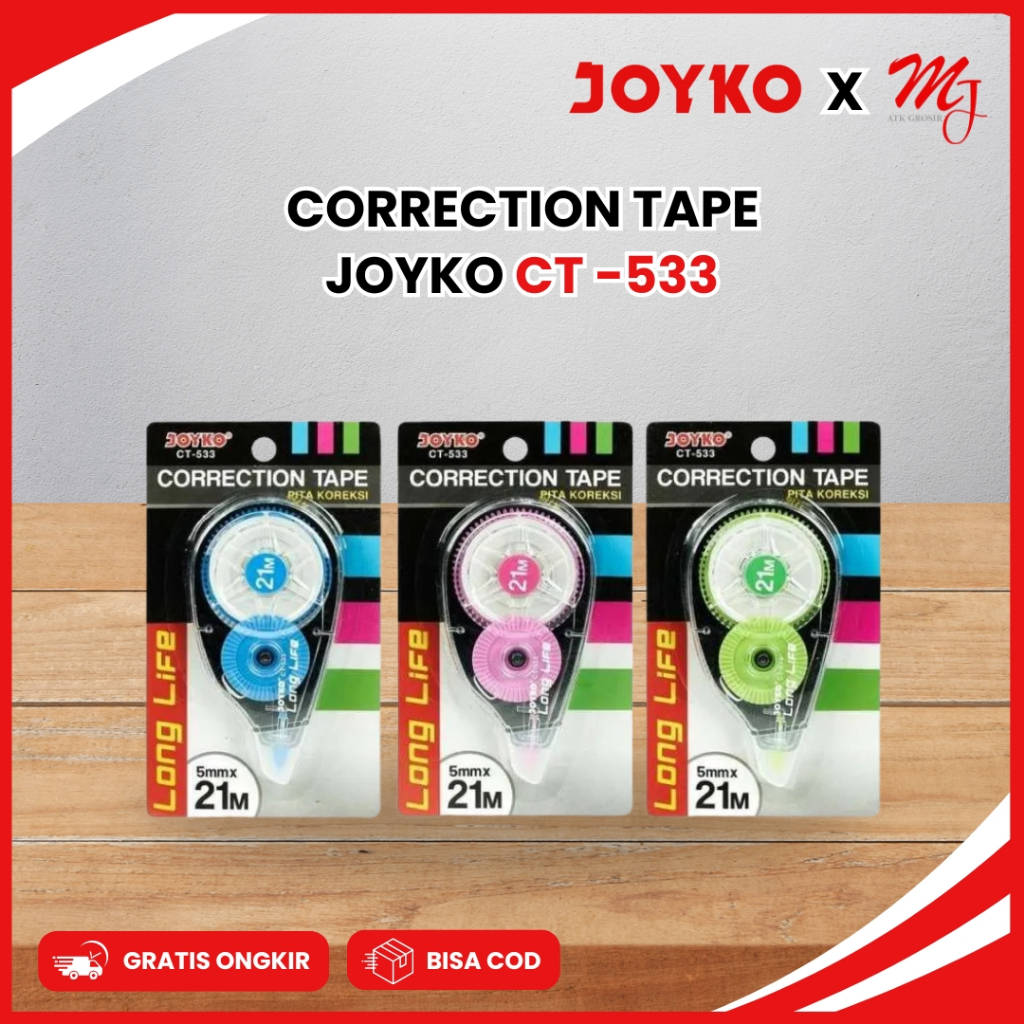 

JOYKO Correction Tape / Tip Ex Roll Kertas / Pita Koreksi JOYKO CT-533