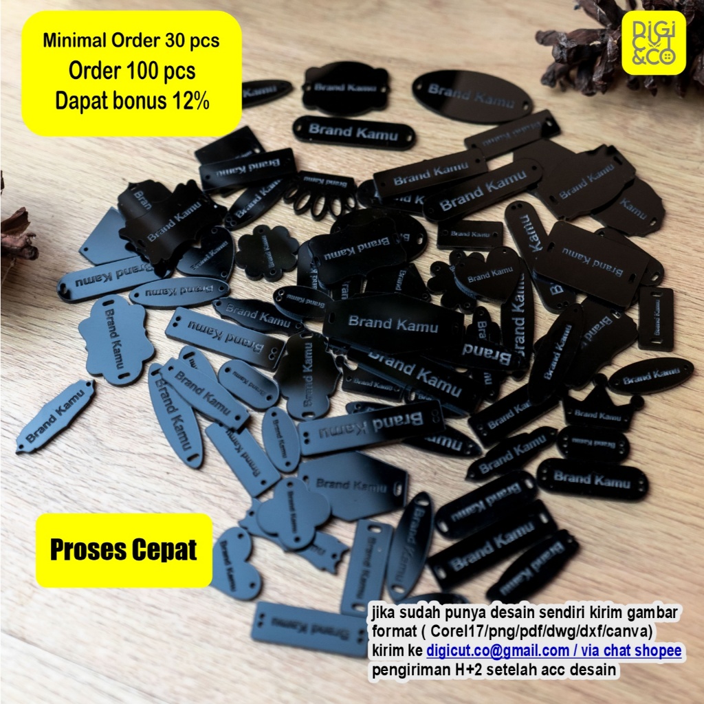 

Label Akrilik HITAM | Label Hijab Branding | Custom Cutting Label - Digicut&Co