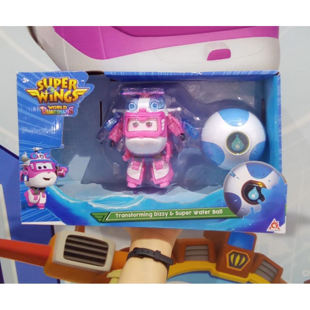 Mainan Anak Pesawat Super Wings Transforming Dizzy & Super Water Ball Original