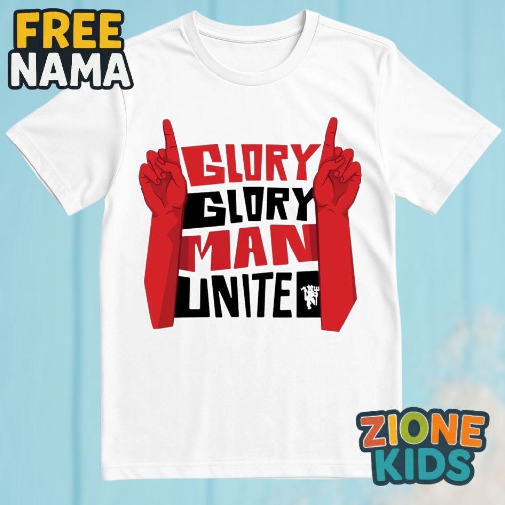 Kaos Anak GLORY MAN UNITED – Baju Bola Anak MU Desain Keren Fans Manchester United - Zione Kids